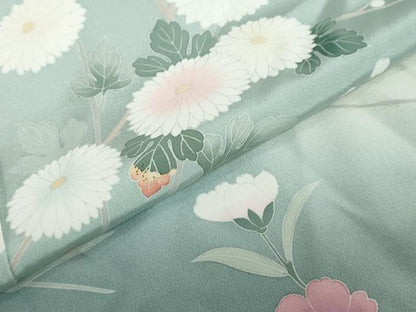 平和屋着物●訪問着　友禅　作家物　草花文　暈し染め　仮絵羽　正絹　逸品　未使用　DABD9744ud