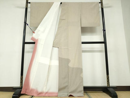 平和屋着物●本塩沢　訪問着　流水文　証紙付き　正絹　逸品　DABD9745ud