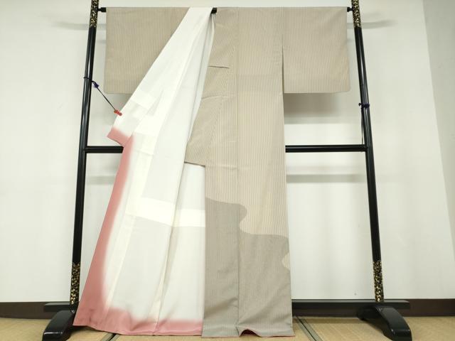 平和屋着物●本塩沢　訪問着　流水文　証紙付き　正絹　逸品　DABD9745ud