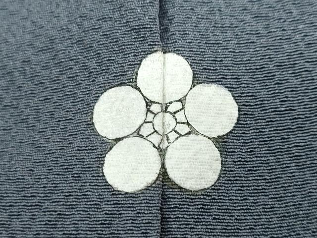 平和屋着物●上質な色無地　紋意匠　鉄御納戸色　正絹　逸品　DABD9752ud