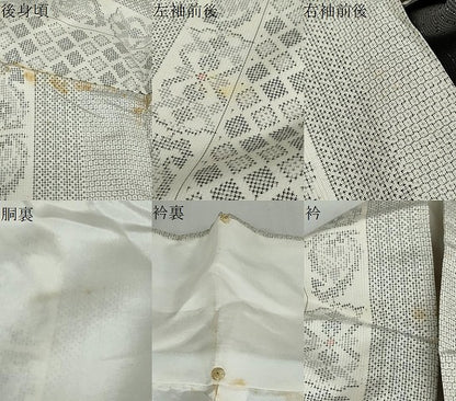 平和屋着物●本場大島紬　白大島　120亀甲　幾何学間道　正絹　逸品　未使用　DABD9758ud