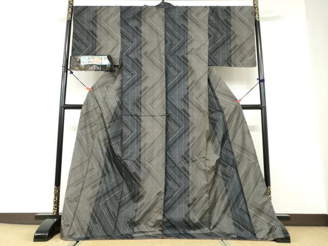 平和屋着物●本場大島紬　抽象文様　証紙付き　ロング丈　正絹　逸品　未使用　DABD9759ud