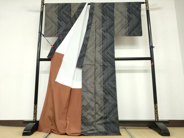 平和屋着物●本場大島紬　抽象文様　証紙付き　ロング丈　正絹　逸品　未使用　DABD9759ud