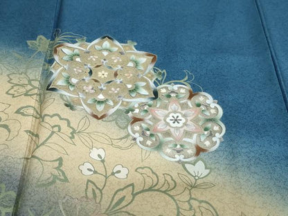 平和屋着物●訪問着　正倉院草花文　暈し染め　金彩　三越扱い　正絹　逸品　DABD9762ud