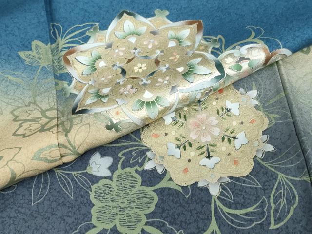 平和屋着物●訪問着　正倉院草花文　暈し染め　金彩　三越扱い　正絹　逸品　DABD9762ud