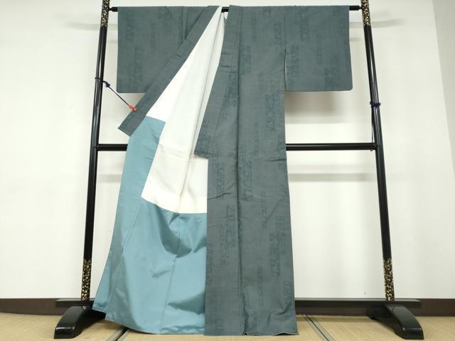 平和屋着物●結城紬　奥順　はたおり娘　100亀甲　短冊草花文　証紙付き　正絹　逸品　DABD9763ud