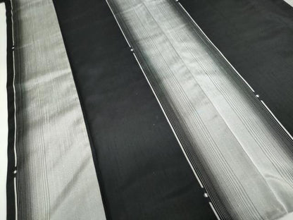 平和屋着物●上質な紬　変わり縞間道　黒地　正絹　逸品　DABD9766ud