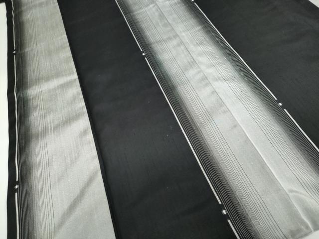 平和屋着物●上質な紬　変わり縞間道　黒地　正絹　逸品　DABD9766ud