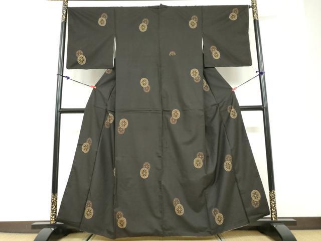 平和屋着物●本場大島紬　地空き　9マルキ　源氏車文　正絹　逸品　DABD9767ud