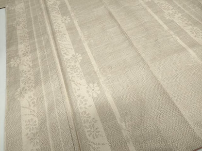 平和屋着物●結城紬　奥順　はたおり娘　100亀甲　草花間道　正絹　逸品　DABD9768ud