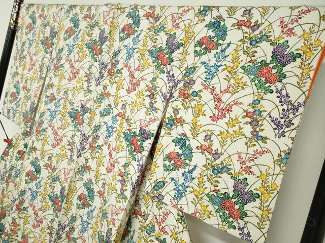 平和屋着物●訪問着　型染め　道長草花文　正絹　逸品　CABD8884gh 平和屋着物○訪問着 型染め 草花文 正絹 逸品 DABD9770ud