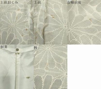 平和屋着物●本場大島紬　白大島　9マルキ　花尽くし文　証紙付き　正絹　逸品　DABD9771ud