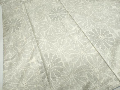 平和屋着物●本場大島紬　白大島　9マルキ　花尽くし文　証紙付き　正絹　逸品　DABD9771ud