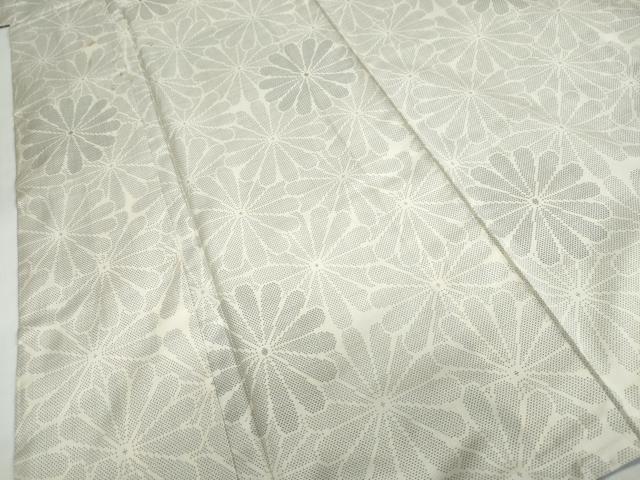 平和屋着物●本場大島紬　白大島　9マルキ　花尽くし文　証紙付き　正絹　逸品　DABD9771ud
