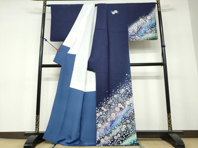 平和屋着物●訪問着　辻が花　暈し染め　銀通し地　正絹　逸品　未使用　DABD9776ud