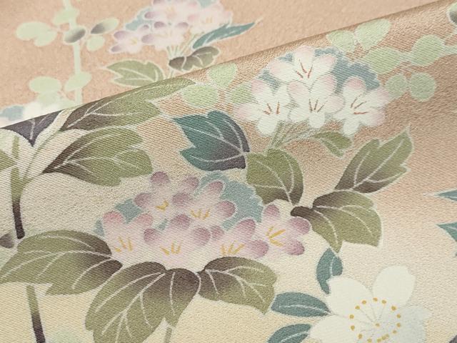 平和屋着物●訪問着　友禅　草花文　暈し染め　ロング丈　正絹　逸品　未使用　DABD9779ud