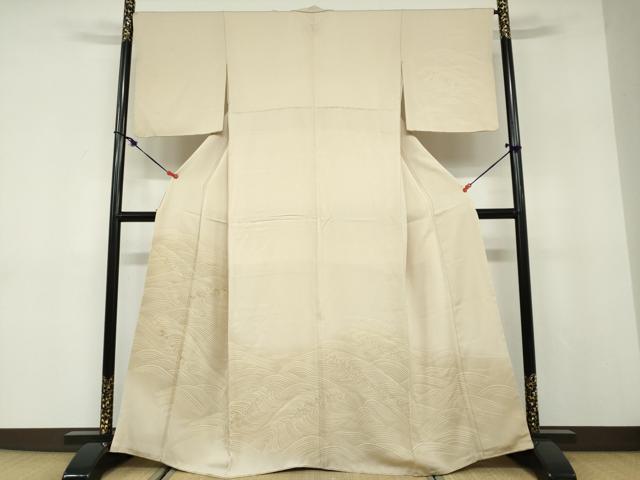 平和屋着物●訪問着　駒刺繍　立波文　暈し染め　金彩　正絹　逸品　DABD9780ud
