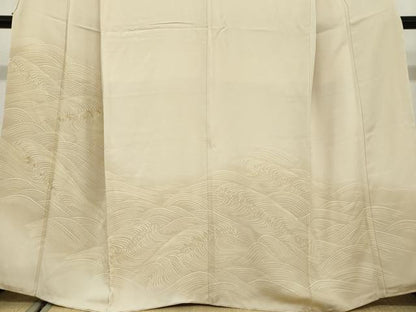 平和屋着物●訪問着　駒刺繍　立波文　暈し染め　金彩　正絹　逸品　DABD9780ud
