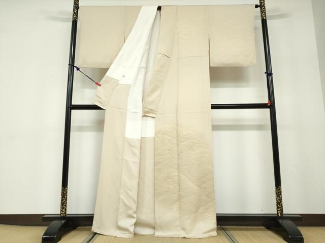 平和屋着物●訪問着　駒刺繍　立波文　暈し染め　金彩　正絹　逸品　DABD9780ud