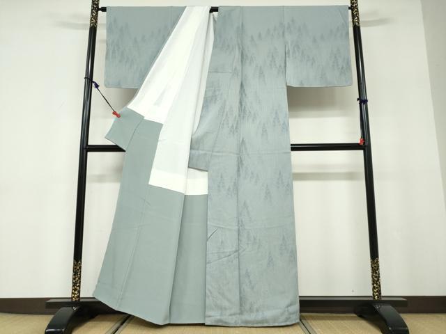 平和屋着物●皇室献上作家　北出与三郎　無地絵羽訪問着　樹林文　湊鼠色　正絹　逸品　未使用　DABD9781ud