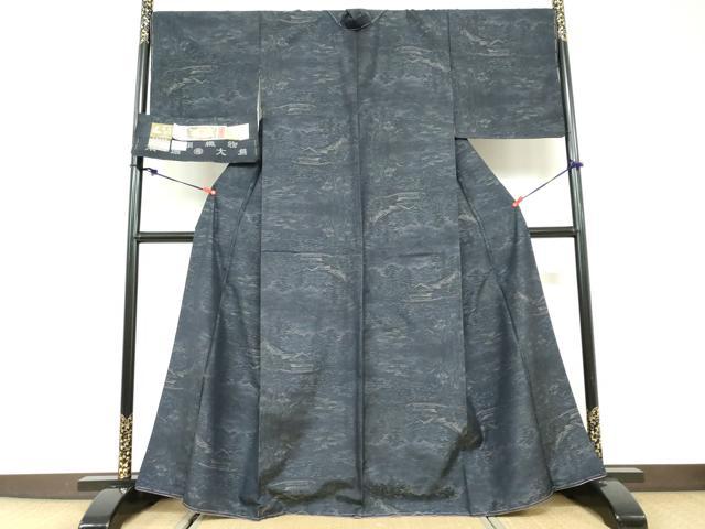 平和屋着物●都喜ヱ門　本場大島紬　総絣　大覚寺舟着き場　証紙付き　藤絹織物謹製　正絹　逸品　DABD9784ud