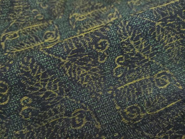 平和屋着物●本場結城紬　重要無形文化財　80亀甲　草葉文　証紙付き　正絹　逸品　DABD9785ud