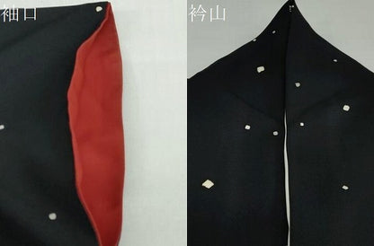 平和屋着物●上質な小紋　箔散らし文　黒地　金彩　正絹　逸品　DABD9792ud