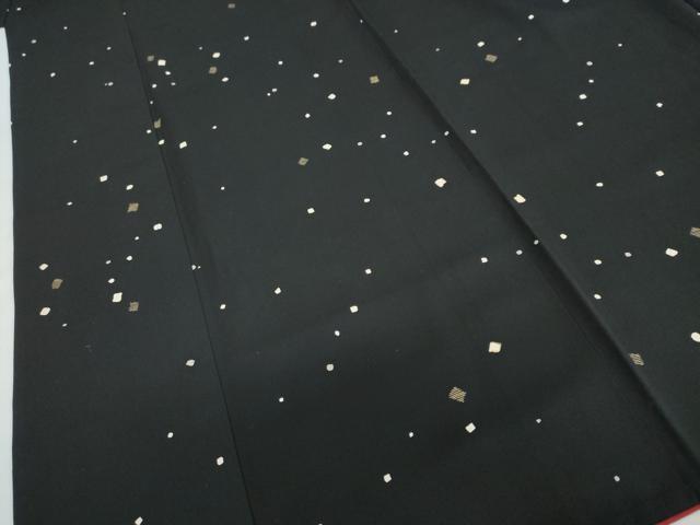 平和屋着物●上質な小紋　箔散らし文　黒地　金彩　正絹　逸品　DABD9792ud