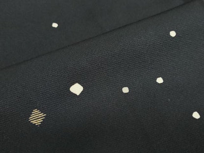 平和屋着物●上質な小紋　箔散らし文　黒地　金彩　正絹　逸品　DABD9792ud