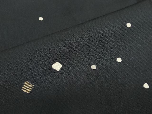 平和屋着物●上質な小紋　箔散らし文　黒地　金彩　正絹　逸品　DABD9792ud