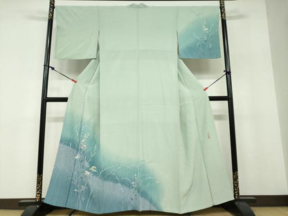 平和屋着物●訪問着　友禅　作家物　草花文　暈し染め　正絹　逸品　DABD9793ud