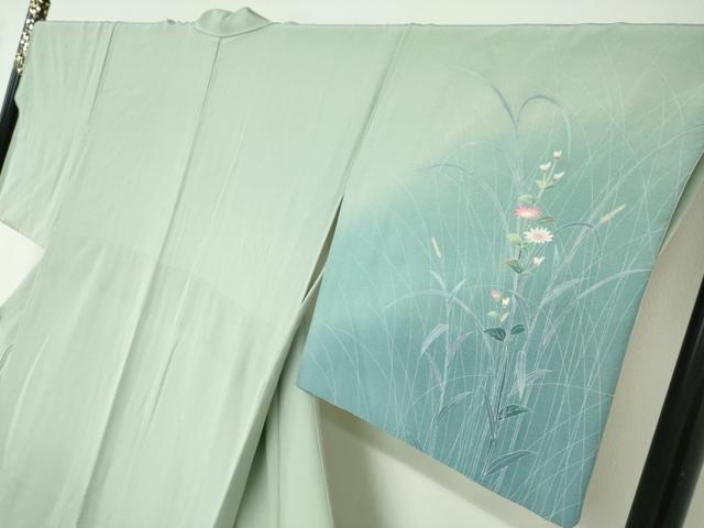 平和屋着物●訪問着　友禅　作家物　草花文　暈し染め　正絹　逸品　DABD9793ud