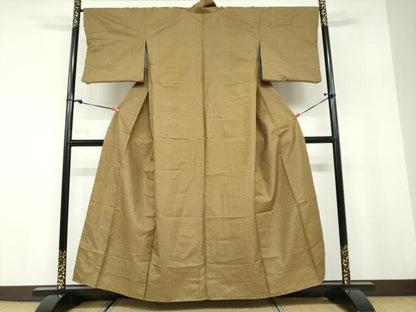 平和屋着物●上質な紬　リバーシブル　霞文　格子文　正絹　逸品　DABD9794ud