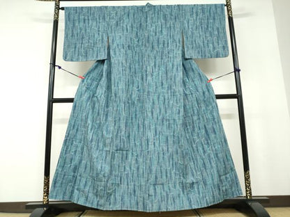 平和屋着物●上質な紬　リバーシブル　霞文　格子文　正絹　逸品　DABD9794ud