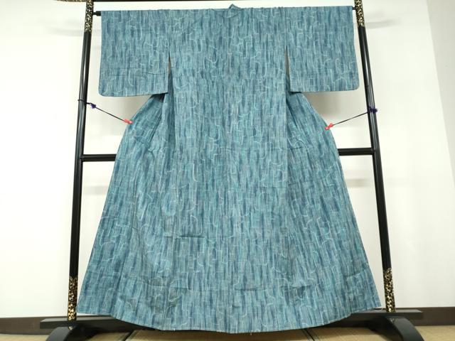 平和屋着物●上質な紬　リバーシブル　霞文　格子文　正絹　逸品　DABD9794ud