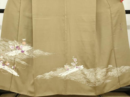 平和屋着物●京の名門　じゅらく謹製　帝王紫　訪問着　駒刺繍　立波草花筏文　金彩　正絹　逸品　DABD9796ud