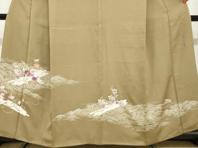 平和屋着物●京の名門　じゅらく謹製　帝王紫　訪問着　駒刺繍　立波草花筏文　金彩　正絹　逸品　DABD9796ud