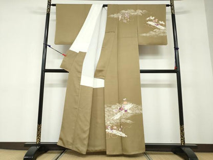 平和屋着物●京の名門　じゅらく謹製　帝王紫　訪問着　駒刺繍　立波草花筏文　金彩　正絹　逸品　DABD9796ud