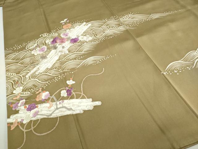 平和屋着物●京の名門　じゅらく謹製　帝王紫　訪問着　駒刺繍　立波草花筏文　金彩　正絹　逸品　DABD9796ud