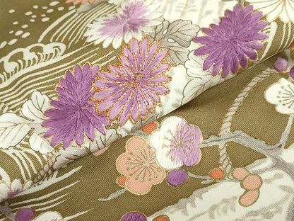 平和屋着物●京の名門　じゅらく謹製　帝王紫　訪問着　駒刺繍　立波草花筏文　金彩　正絹　逸品　DABD9796ud