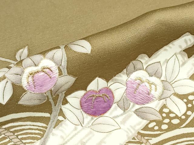 平和屋着物●京の名門　じゅらく謹製　帝王紫　訪問着　駒刺繍　立波草花筏文　金彩　正絹　逸品　DABD9796ud