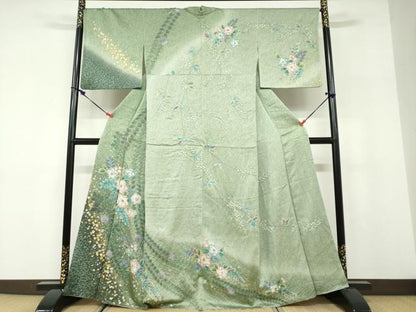 平和屋着物●訪問着　絞り　辻が花　暈し染め　金彩　正絹　逸品　DABD9797ud