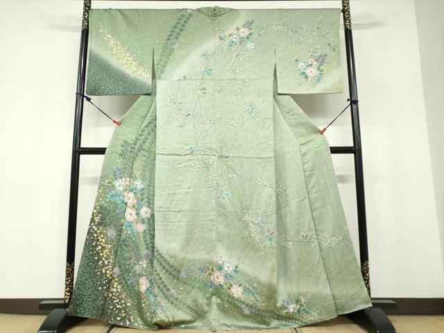 平和屋着物●訪問着　絞り　辻が花　暈し染め　金彩　正絹　逸品　DABD9797ud