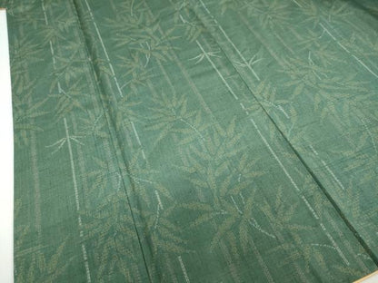 平和屋着物●結城紬　100亀甲　笹竹文　正絹　逸品　DABD9800ud