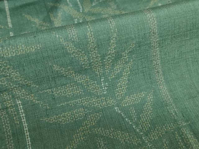 平和屋着物●結城紬　100亀甲　笹竹文　正絹　逸品　DABD9800ud