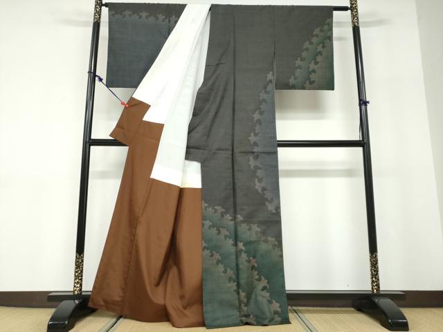 平和屋着物●本場大島紬　訪問着　9マルキ　抽象文様　正絹　逸品　DABD9801ud