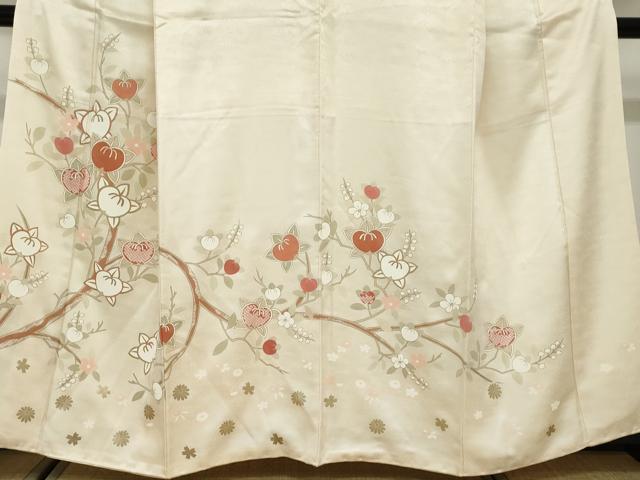 平和屋着物●訪問着　駒刺繍　枝花文　金彩　正絹　逸品　DABD9805ud