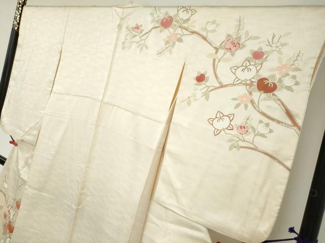 平和屋着物●訪問着　駒刺繍　枝花文　金彩　正絹　逸品　DABD9805ud