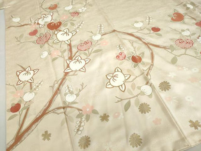 平和屋着物●訪問着　駒刺繍　枝花文　金彩　正絹　逸品　DABD9805ud