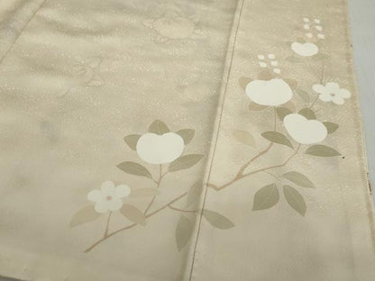 平和屋着物●訪問着　駒刺繍　枝花文　金彩　正絹　逸品　DABD9805ud
